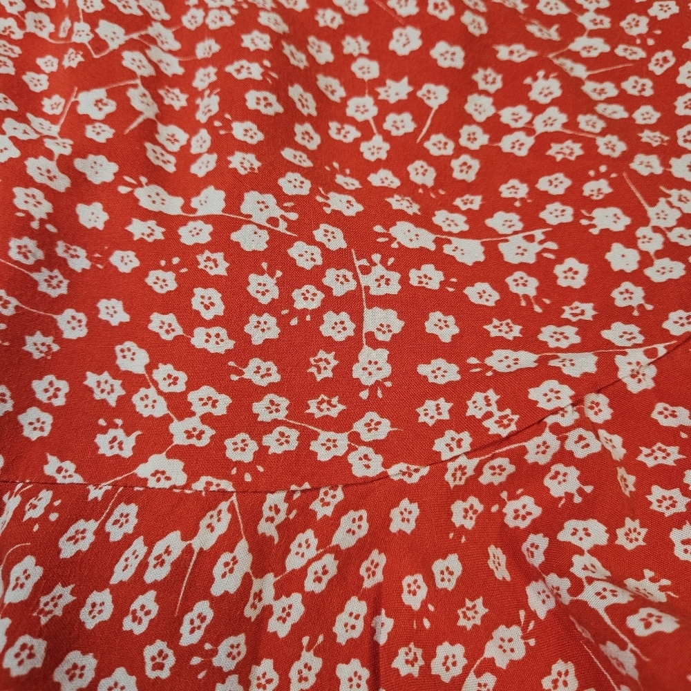 Japna Red Rufle Floral Mini Skirt, Red/White Floral, Medium - Picture 6 of 8